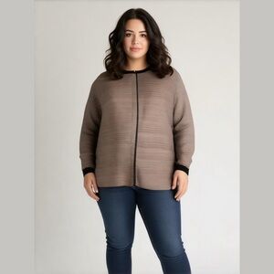 Liz Claiborne Stripe Tunic Button Up Top 2X